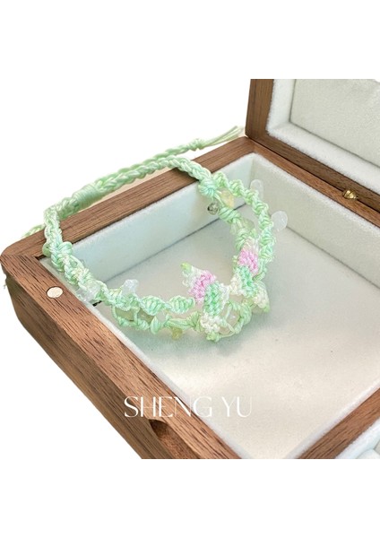 Ip Takılar, El Yapımı Doğal Taş Çakıl Bileklik, Dokuma Ip, Orman Tarzı Dokuma El Takıları (Yurt Dışından)