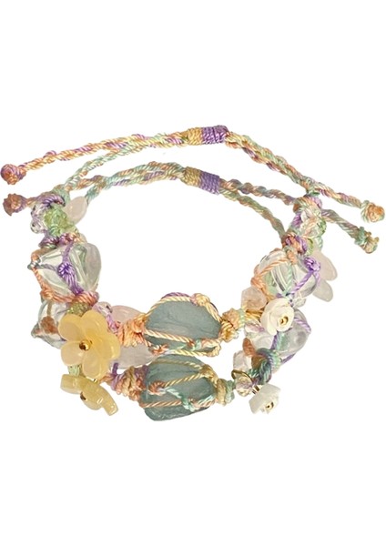 Ip Takılar, El Yapımı Doğal Taş Çakıl Bileklik, Dokuma Ip, Orman Tarzı Dokuma El Takıları (Yurt Dışından)