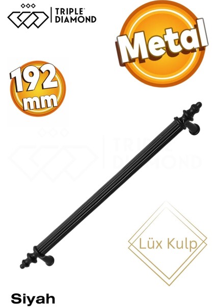 192 mm Metal Mat Siyah Çekmece Kulpları Mutfak Dolap Mobilya Kulpu 1 Adet ( 19.2 cm ) = 192 mm