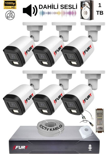 6 Kamera Sesli Gece Renkli Güvenlik Kamerası Full Hd-Su Geçirmez Güvenlik Kamerası Seti 1tb fiyatları