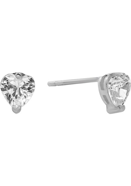 Crystal Pave Heart Gümüş Küpe