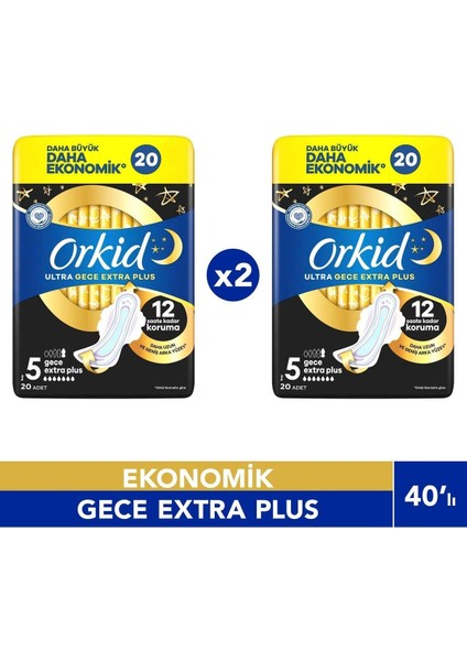 Ultra Gece Ekstra Plus 20 Adet Hijyenik Ped 2 Adet