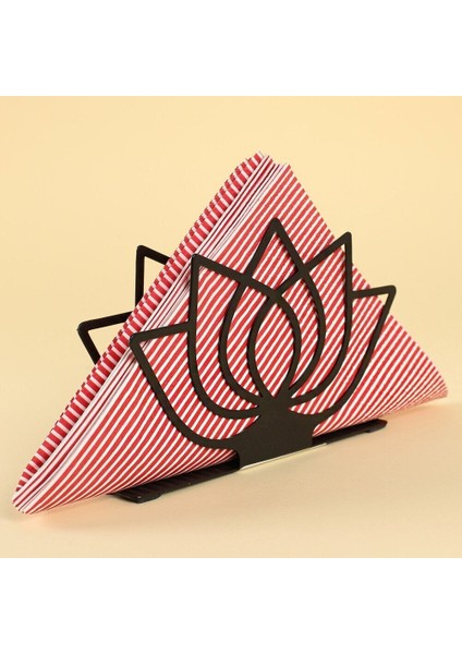 Home Lotus Siyah Metal Peçetelik