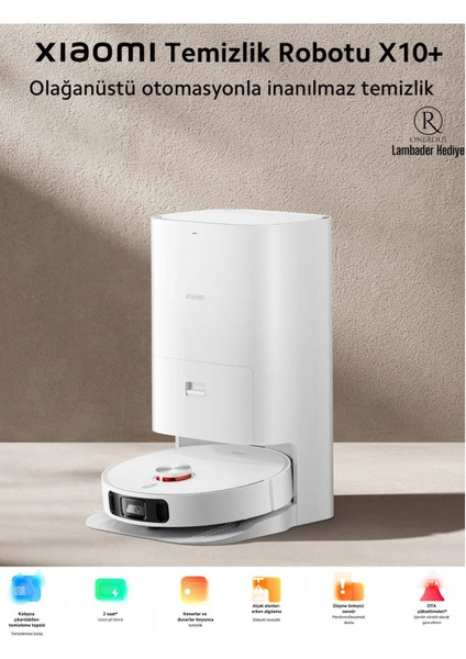 Robot Vacuum X10 Plus - 4000 Pa Güçlü Emiş, Otomatik Çöp Boşaltma ve Su Haznesi ile Derin Temizlik