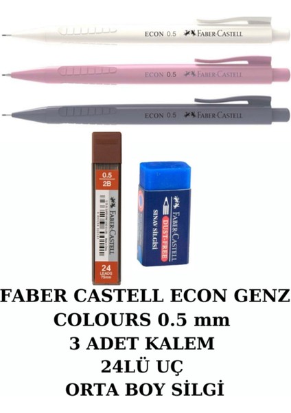 Econ Mekanik Kurşun Kalem 0.5 mm Metal Gövde 3 Renk Set ile