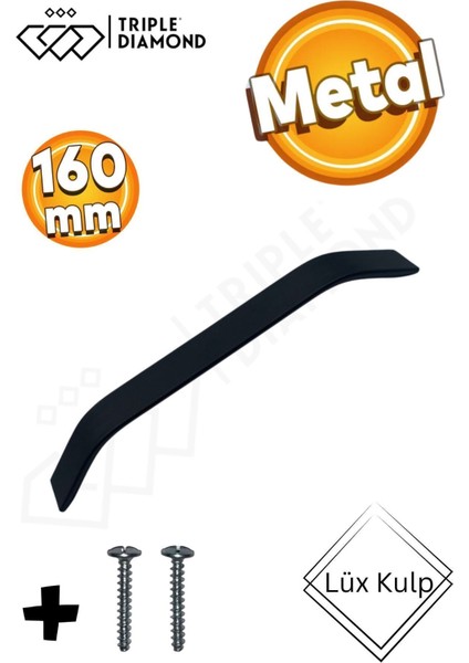 160 mm Metal Mat Siyah Çekmece Kulpları Mutfak Dolap Mobilya Kulpu 1 Adet ( 16 cm ) = 160 mm