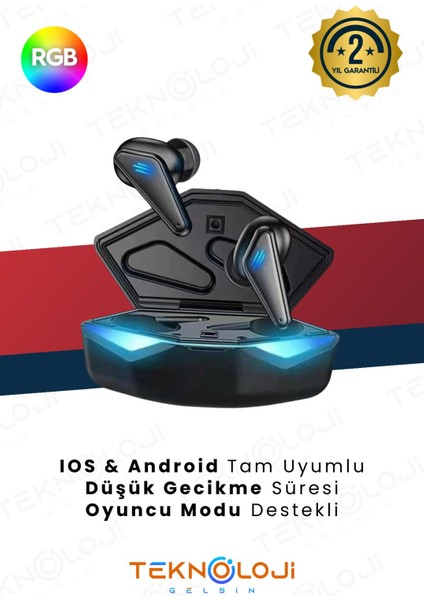 Kulaklık Bluetooth Kablosuz Mikrofonlu Oyuncu Kulak Içi Stereo Gürültü Önleyici