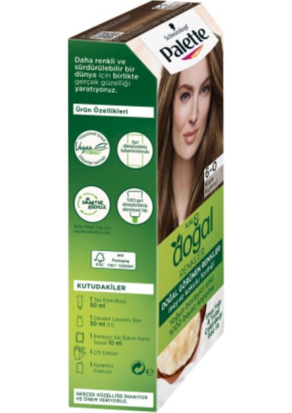Schwarzkopf Palette Kalıcı Doğal Renkler 6-0 Koyu Kumral Saç Boyası – Uzun Süre Canlı ve Parlak Renk Etkisi