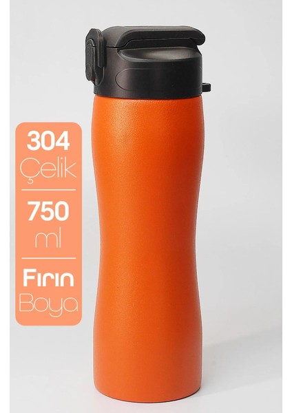 Pipetli Paslanmaz Çelik Matara - 304 Çelik Spor Suluk Bpa Içermez Taşınabilir Tasarım - Turuncu Renk