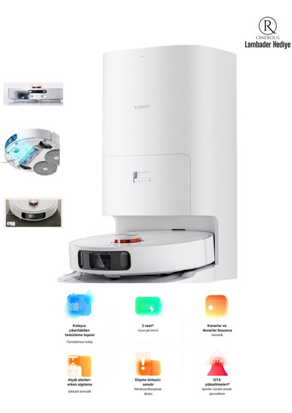 Premium Silme Fonksiyonlu, Akıllı Lidar Navigasyon, 4000 Pa Emiş Gücü ve Otomatik Çöp Boşaltma