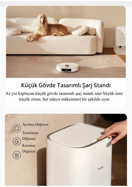 Premium Silme Fonksiyonlu, Akıllı Lidar Navigasyon, 4000 Pa Emiş Gücü ve Otomatik Çöp Boşaltma modelleri