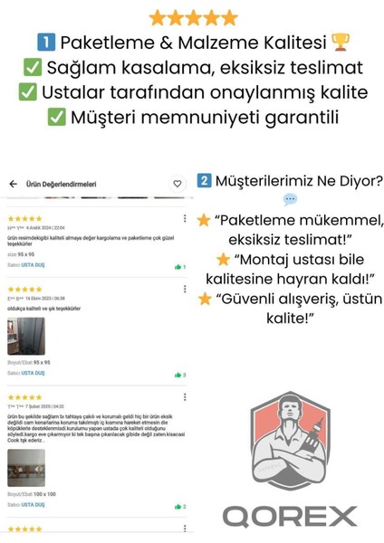 Ustaduş - Qorex Marka - Siyah - 6 mm Temperli Kum Cam Duşakabin H:190 Özel Seri Krom Aksesuar ( 12 ) indirimleri