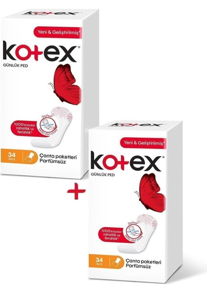 İnce Günlük Ped Parfümsüz 34'lü x 2 fiyatları