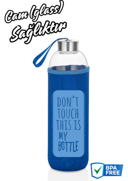 Mavi Sağlıklı Cam Matara 1000 ml Su Şişesi 1lt Sporcu Matarası