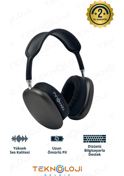 P9 Pro Bluetooth Kulaklık Kulak Üstü Stereo Extra Bass Ses Kalitesi Ios ve Android Uyumlu Aux/sd/fm