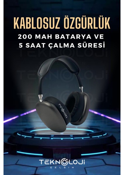 P9 Pro Bluetooth Kulaklık Kulak Üstü Stereo Extra Bass Ses Kalitesi Ios ve Android Uyumlu Aux/sd/fm modelleri