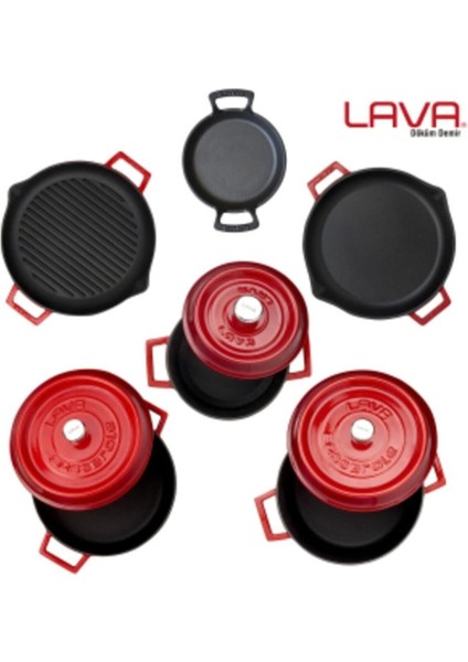 Döküm Demir Tencere ve Tava Seti – 3 Kat Emaye Kaplama, Isıya Dayanıklı, 5 Parça 20-30 cm, Şık ve Dayanıklı Tasarım modelleri