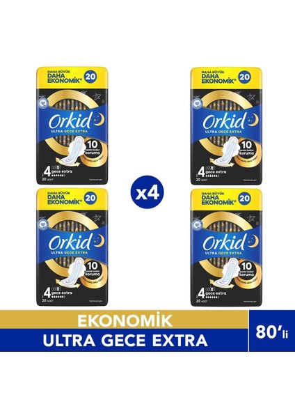 Ultra Gece Ekstra Hijyenik Ped 20 Adet 4 Boy 4 Adet