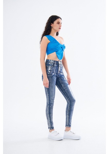 Varaklı Skinny Jean Pantolon modelleri