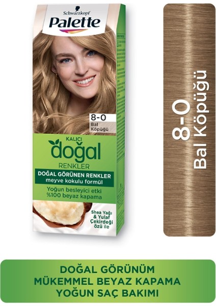 Kalıcı Doğal Renkler Saç Boyası 8-0 Bal Köpüğü