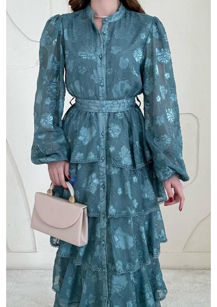 Volanlı Şeritli Kat Kat Elbise fiyatları