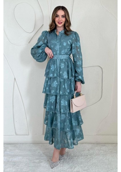 Volanlı Şeritli Kat Kat Elbise modelleri