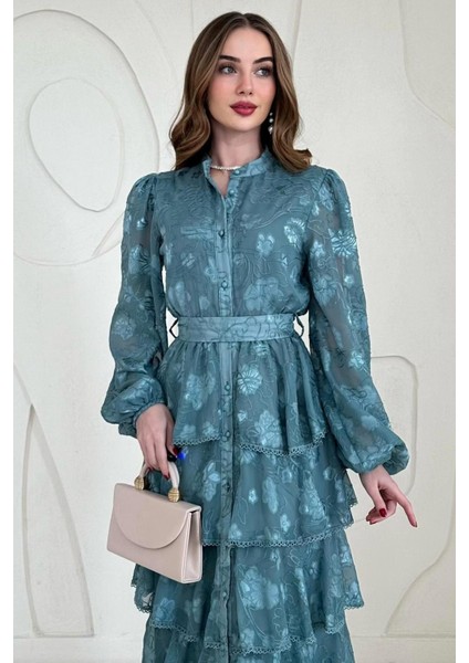 Volanlı Şeritli Kat Kat Elbise fırsatları