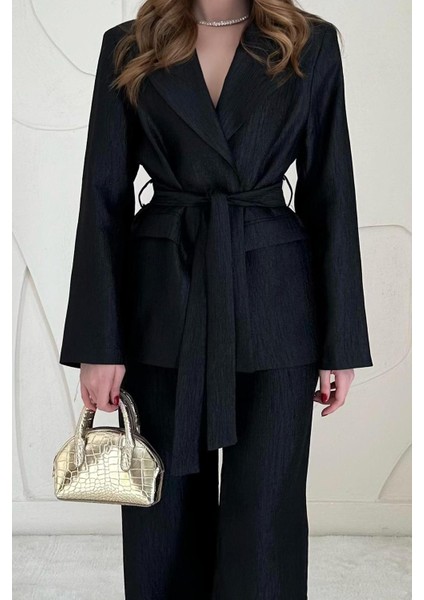 Beli Kuşaklı Ceket ve Pantolon Parlak Takım fiyatları