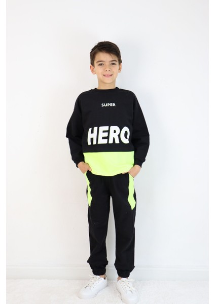 Erkek Çocuk Hero Baskılı Örme Basic Eşofman Takımı