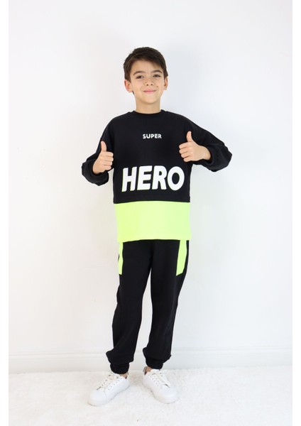 Erkek Çocuk Hero Baskılı Örme Basic Eşofman Takımı
