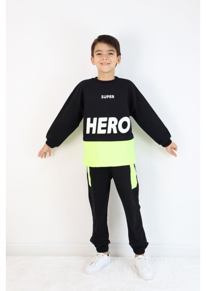Erkek Çocuk Hero Baskılı Örme Basic Eşofman Takımı