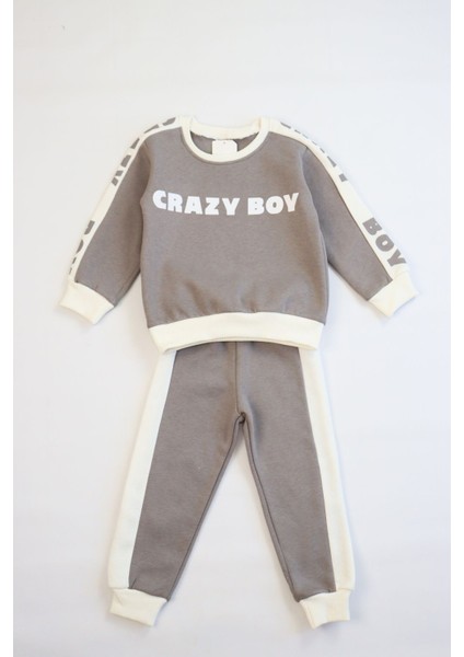 Erkek Çocuk Baskılı 3 Iplik Şardonlu Kalın Eşofman Takımı