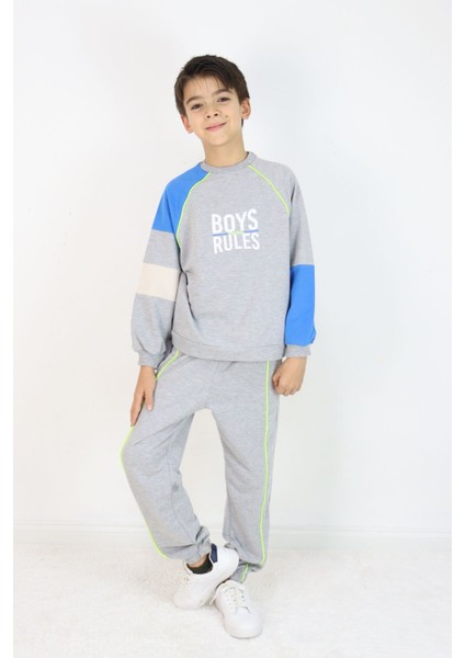 Erkek Çocuk Boys Rules Baskılı Örme Basic Eşofman Takımı