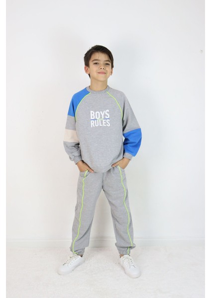 Erkek Çocuk Boys Rules Baskılı Örme Basic Eşofman Takımı modelleri