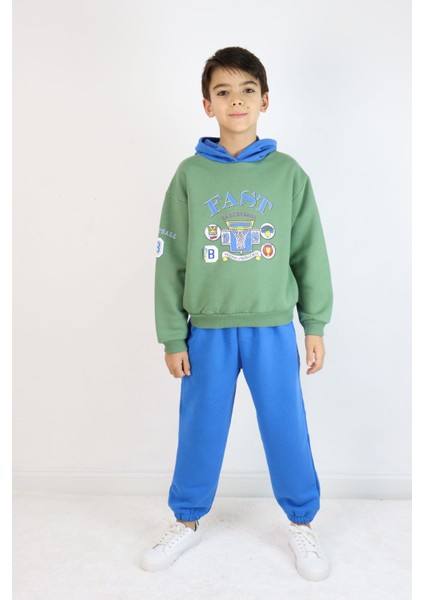 Erkek Çocuk 2'li Takım Oversize Kapşonlu Sweatshirt-Beli Lastikli Alt Eşofman Takımı fiyatları
