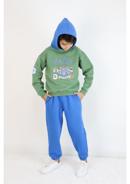 Erkek Çocuk 2'li Takım Oversize Kapşonlu Sweatshirt-Beli Lastikli Alt Eşofman Takımı modelleri