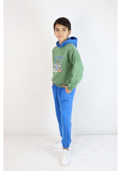 Erkek Çocuk 2'li Takım Oversize Kapşonlu Sweatshirt-Beli Lastikli Alt Eşofman Takımı indirimleri