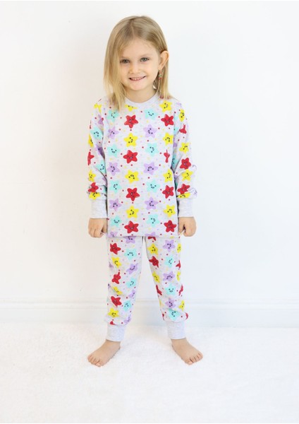 Kız Çocuk Baskılı Ince Basic Pijama Takımı