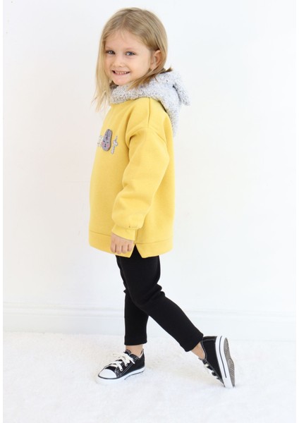 Kız Çocuk Kumaş Orta Kalınlıkta Caretta Nakış Örme Basic Taytlı Alt Üst Takımı modelleri