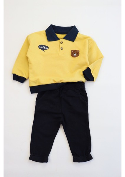Erkek Bebek&çocuk Iki Iplik Kumaş Orta Kalınlıkta Polo Yaka Örme Basic Alt Üst Eşofman Takımı
