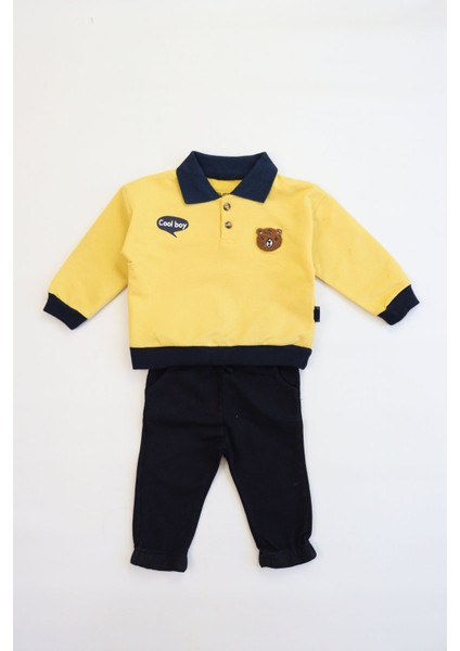 Erkek Bebek&çocuk Iki Iplik Kumaş Orta Kalınlıkta Polo Yaka Örme Basic Alt Üst Eşofman Takımı