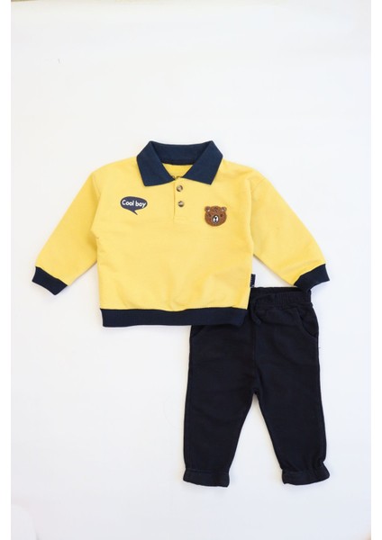 Erkek Bebek&çocuk Iki Iplik Kumaş Orta Kalınlıkta Polo Yaka Örme Basic Alt Üst Eşofman Takımı