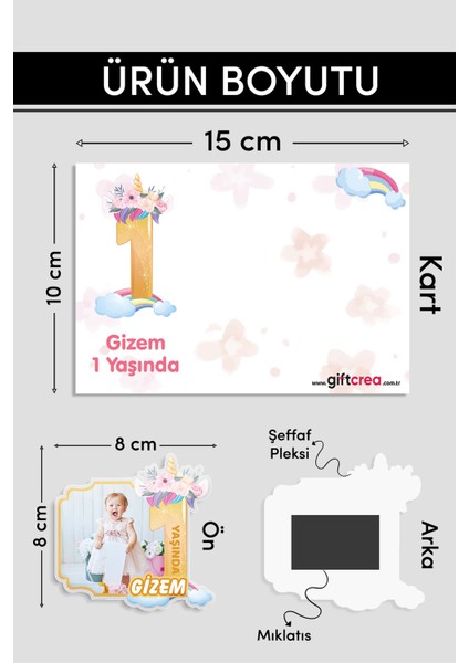 Kişiye Özel Şeffaf Pleksi Magnet – Unicorn Temalı Doğum Günü Hatırası Magnet (Her Yaşa Özel) indirimleri