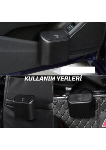 Araba Çöp Kutusu Oto Çöp Kovası Portatif Taşınabilir Araç Içi Organizer Kapaklı Ofis Çöp Kovası Banyo Masa Çöp Kovası