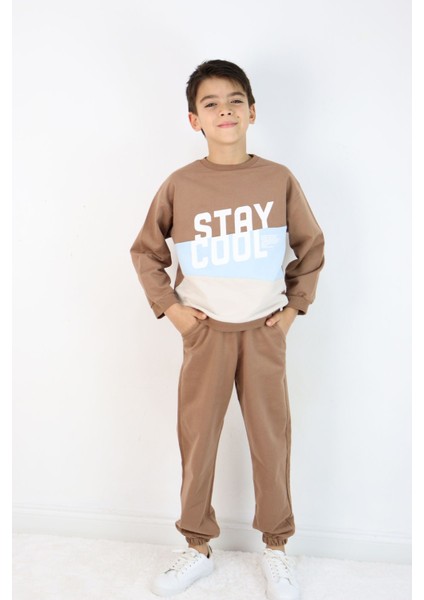 Erkek Çocuk Stay Cool Baskılı Örme Basic Eşofman Takımı