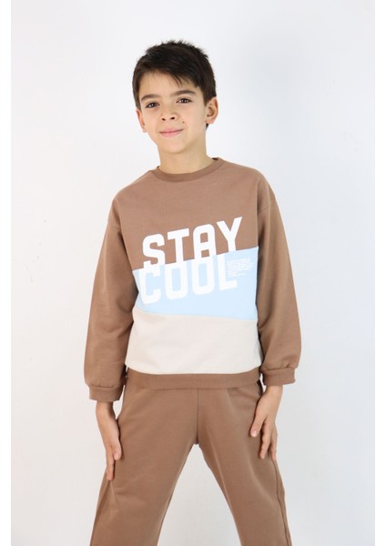 Erkek Çocuk Stay Cool Baskılı Örme Basic Eşofman Takımı