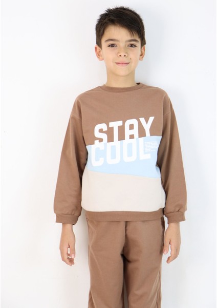 Erkek Çocuk Stay Cool Baskılı Örme Basic Eşofman Takımı