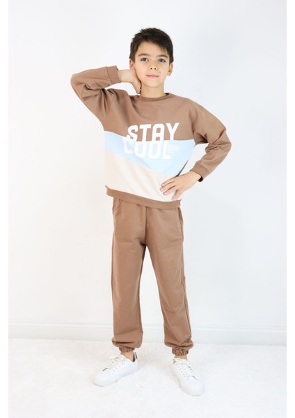 Erkek Çocuk Stay Cool Baskılı Örme Basic Eşofman Takımı