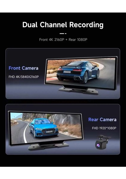 Premium MB-250 10 Inç 4K Carplay ve Android Uyumlu Yeni Nesil Ön - Arka Kamera
