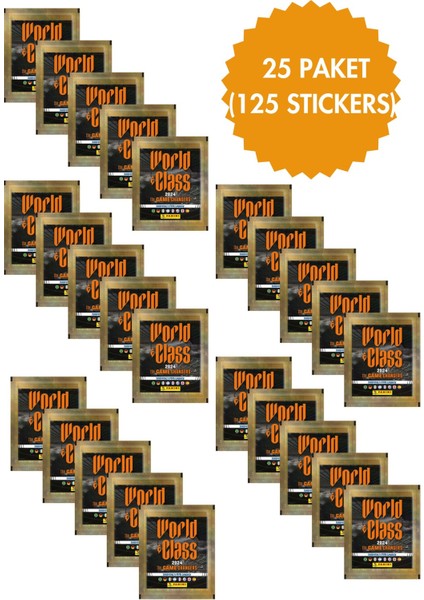 Panini World Class 2024 Koleksiyon 25 Paket (125 Stickers) Çıkartma